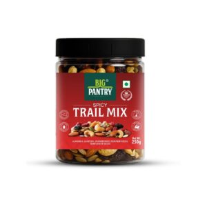 Big Pantry DRY FRUITS & SEEDS SPICY TRAIL MIX – 250g |Spicy Masala | Almond, Cashew, Cranberry, Black & Red Raisin, Pumpkin, Sunflower & Watermelon Seeds | 8 Superfood in 1 Mix | Pack of 1