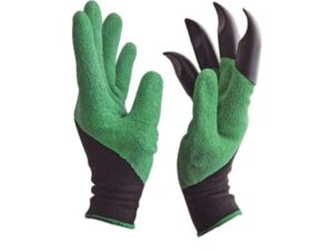 FreshDcart Gloves for Gardening Work – Heavy Duty Washable Gardening Gloves for Home Garden Use with ABS Claws on Right Hand Fingertips for Digging (Free Size, Green, Pack of 1)