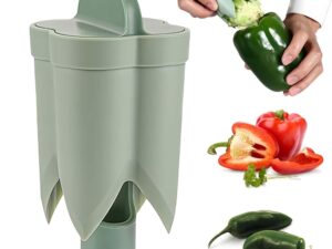 PANCA Pepper Seed Remover, Fruit Cutter Chopper, Bell Pepper Corer, Seed Remover Tool, Pepper Deseeder Cutter for Vegetables Kitchen Gadgets Latest (Set of 1, Green)