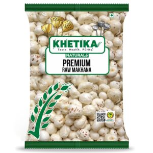 Khetika Premium Makhana 100g | Dry Fruits in Fresh, Raw Foxnut, Phool Makhana for Prasadam, Premium Lotus Seeds, Rich in Calcium, Natural & Crunchy, Fit for Fasting, Direct from Farm