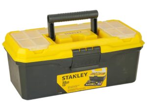 STANLEY 1-71-948 13” Organized Maestro Heavy-Duty Portable Plastic Essential Toolbox With Clear Top Lid & Removable Tray Compartment For Easy & Convenient Storage,1 Year Warranty,YELLOW,32×13.5×15 cm