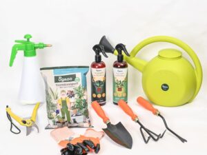 UGAOO Outdoor Gardening Tool Kit for Balcony, Home | 10 Pcs | Cultivator, Weeder, Trowel, Pruner, Spray Pump, Watering Can Vermicompost, Plant Tonic Spray, Neem Guard Spray, Gloves