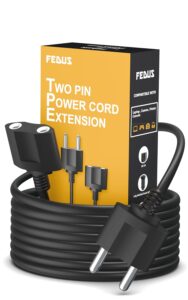 FEDUS 9.8ft Long 22AWG Male to Female 2 Pin Power Extension Cord Wire, 6amp Indoor Outdoor Power Cord Extension Electrical Extender Power Cable for appliances, Electronics, and Power Tools.