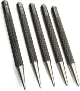 Set of 5 Pcs Center Punch-Imperial Standard Hard Metal-Wood Working Hand Tools