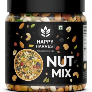 HAPPY HARVEST Mixed Dry Fruits | Protein-Rich Healthy Snack for All Ages | cashew, Almond, Black Raisins, Apricot, sunflower seeds, Pumpkin seeds, Mix fruits, Dry kiwi, Flaxseeds, Amla, Munakka Raisins & Dates (100gram)