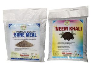 BON Products Premium Bone Meal and Neem Khali Combo, 100% Bio Organic Natural, Chemical Free Fertilizer 1.25 + 1.25 kg