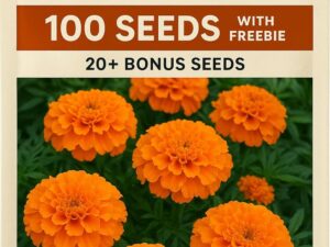 African Marigold Seeds, Giant Orange Double Flower Variety, Garden Growing Collection(100 seeds) (ORANGE MARIGOLD SEEDS) ( FREE 20+ EXTRA SEEDS )