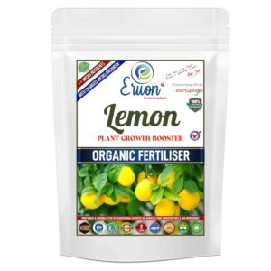 Erwon® Lemon Plant Growth Booster, Premium Essential Powerful Organic Fertilizer for Overall increase of Lemon Plants, with Charged Micro-organism and ++ Micronutrients. (900 gm)
