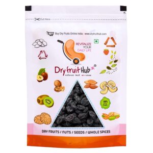 Dry Fruit Hub Black Raisins with Seed 1kg,Seeded Raisin,Afghan Raisin, Kali Kishmish With Seeds Kismis