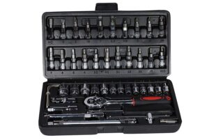 Catron 46 In 1 Pcs Screwdriver and Socket,Hand Tool Kit Wrench Set Multi Purpose Combination Tool Case Precision Car Tool Kit