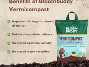 BLOOMBUDDY Organic Vermicompost – 5 kg | Plant Fertilizer & Compost for Plants | Natural Manure for Home Gardening | Vermi Compost for Plants, Indoor Pots & Home Garden Use