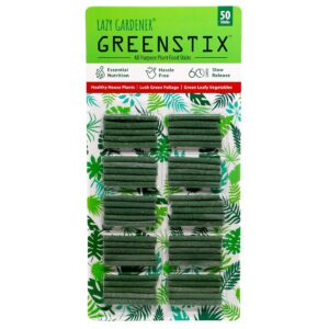 Lazy Gardener GreenStix Fertilizer Sticks | Plant Food for Indoor & Outdoor Home Garden Plants | Multi-Purpose Fertilizer Sticks, Natural Food for Plants (50 GreenStix)
