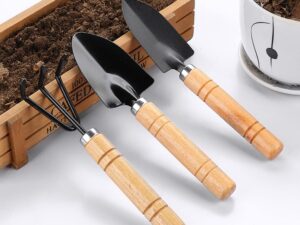 Wolpin 3 Pcs Gardening Hand Tool Kit for Home Gardening | Hand Cultivator, Trowel & Transplanter Set | Manual Garden Tools for Planting, Digging, Soil Work
