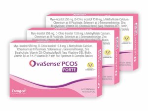 Trexgen® OvaSense-PCOS Forte Synergistic Myo-inositol & D-Chiro Inositol, Vitamin D, B-complex,Zinc, Chromium, Selenium & Micronutrients (30 x 3 box = 90 Tablets)