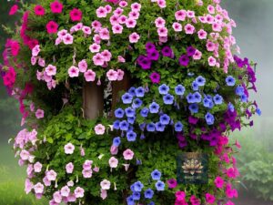 NooElec Seeds India Hybrid Hanging Petunia Flower Seeds – 300 Pcs, Mixed Colors, All-Year Blooms