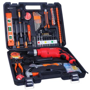 IBELL Professional Tool Kit with Impact Drill IBL TD13-100, 650W, Copper Armature, Chuck 13mm Keyless Auto, 115 Home Essential Tools/Accessories