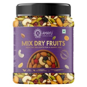 Amayu Premium Mixed Dry Fruits 450gm Superfood Trail Mix with Almonds, Cashews, Raisins, Nuts & Seeds Rich in Antioxidants Panchameva Mix Dry Fruits in Fresh Good Source for Energy