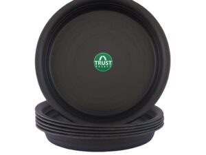 TrustBasket UV Treated 5.3 inch Round Bottom Tray Plate/Saucer for 8-inch Round Plastic Pot(Black Color,Set of 6) | Heavy Duty Highly Durable Pot saucerGamla for Indoor & Outdoor Balcony Garden