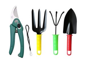 Oblivion Gardening Tools Set Colorful Hand Cultivator, Small Trowel, Garden Fork (Set of 3) | Stainless Steel Garden Scissors, Pruning Seeds, Flower Cutter and Grass Cutter, 18cm (Multicolor)