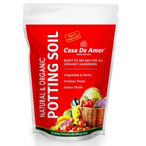 Casa De Amor Organic Potting Soil Mix- 2 kg for Vegetables, Flowers & Indoor Air Purifier Plants and Home Garden | Enriched with Compost, Nutrients & Microbes | Ready to Use | Lightweight | 2 kg