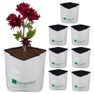 cocogarden UV Treated Poly Grow Bags for Terrace Gardening (24 x 24 x 40) cms (White, Pack of 8) | Home Gardening Plant Container Bag for Leafy Vegetable and Flower Plants