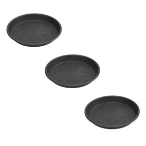 Ugaoo UV Treated Gardening Plastic Tray (Plate/Saucer) for Pots – 12 inch, Black Color, Set of 3 | Tray for Plants Pot for Indoor Home Decor & Outdoor Garden & Balcony