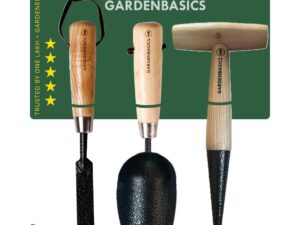 3 PCS Gardening Tools Kit for Home Garden | Rust Proof Garden Tool Set | Heavy Duty | Wooden Handle | Farming Tools for Indoor & Outdoor Use | Potting Soil Scoop, Patio Weeder & Dibber
