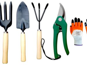 Mr.Organic Home Gardening Tool Pcs of 6 Cultivator, Trowel, Weeder, Fork, Flower Vegetable Cutter and Gloves | Gardening Tools Set for Home Garden | Durable Plant Tool | Farming Tools | Garden Tool