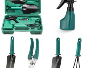 HASTHIP® 10Pcs Gardening Tools Kit with Carrying Case for Garden Home Patio, Stainless Steel Garden Tools Set, Durable Gardening Equipment, Garden Accessories