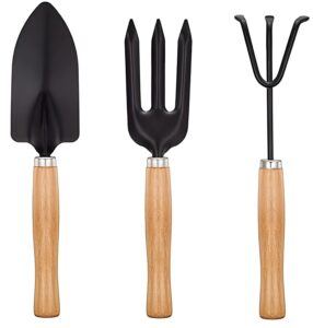 Garth Gardening Combo – Big Sized Hand Cultivator, Small Trowel, Garden Fork (Set of 3)