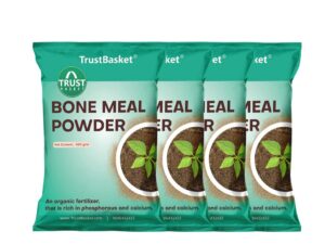 TrustBasket Organic Bone Meal for Plants Home Gardening | Steamed Bone Meal | Rich in Phosphorus and Calcium | Natural Plant Fertilizer| – 450 Grams (Set of 4)