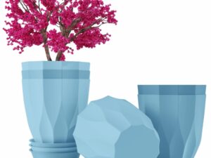 JD FRESH 5 Pack Plastic ARO Flower Pots with Drainage & Bottom Tray/Lightweight, UV & Weather Resistant/6 Inch Planters for Indoor/Outdoor/Home/Balcony/Terrace/Garden Plant Pots (Sky Blue)