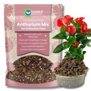 Anthurium Potting Mix 1 KG | 4-in-1 Ready-to-Use Cocopeat & Perlite Soil Blend with Organic Manure Plant Food | Indoor Aroid & Climber Potting Mix for Drainage, Moisture-Retention