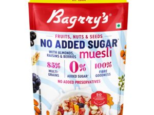 Bagrry’s No Added Sugar Muesli with Fruits, Nuts & Seeds – 700g | High Fibre & Protein | 0% Added Sugar, No Corn Flakes | Whole Grain Breakfast Cereal with Almonds, Raisins, Pumpkin Seeds & Berries | No Sugar infused Berries | Supports Weight Management & Heart Health