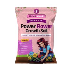 Krishi Mandi Organic Power Flower Growth Soil – Premium Potting Mix with Cocopeat & Compost – Best Soil for Rose, Hibiscus & All Flowering Plants – Boosts Heavy Blooming (5 Kg)