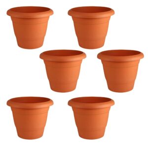 Leafy Tales 6-inch Plastic Flower Pots (Pack of 6) – Terracotta Colour Garden Gamla for Home & Outdoor Balcony – Durable Indoor/Outdoor Planters with Drainage Saucers