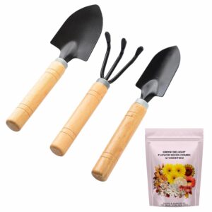 Gardening Tools Kit-4 Pcs (Cultivator, Small Trowel, Big Trowel,Flower Seeds Packet)|Mini Gardening Tools | Home Gardening Tool Set