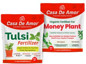 Casa De Amor Essential Combo Pack_Tulsi Plant Food (900 gm) + Money Plant Plant Food (900 gm) for Balcony, Terrace & Home Gardening