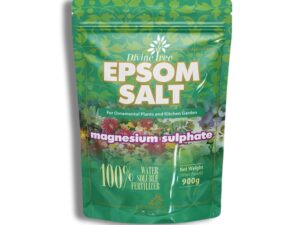 DIVINE TREE Epsom Salt for Plants | Magnesium Sulphate Fertilizer for Home Garden | Organic Plant Growth Booster & Potting Soil Mix Conditioner | Water Soluble Food for Indoor & Outdoor Plants (900g)