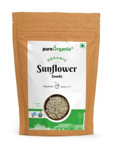 Pure Organio Organic Sunflower Seeds for Eating, Whole and Natural Sunflower Seeds, High in Fiber & Vitamin-rich Healthy Snacks, NPOP Organic Certified (200 Gm)