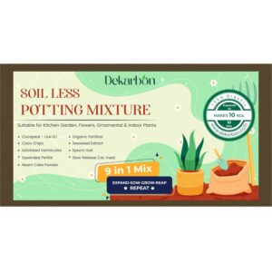 9-in-1 Soilless Potting Mix (Expands to 10 KG) | Lightweight & Nutrient-Rich | Cocopeat, Cocochip, Perlite, Vermiculite, Neem, Epsom Salt, Seaweed & More | Ideal for Indoor & Outdoor Plants