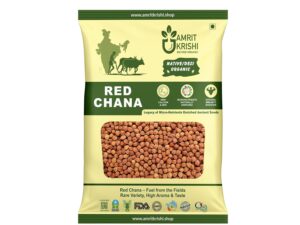 Amrit Krishi Desi Red Chana | Black Chickpeas Sabut Gram Whole | Unpolished, High Roughage, Micronutrients Enriched Organic Red Chana 1Kg – Heritage Desi Black Chickpeas, High Calcium & Zinc, Natural Immunity Booster