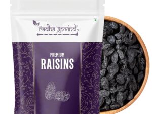 Radha Govind Black Raisins Seedless 500g | Premium Dried Kishmish Without Seeds | Nutritious Dry Grapes for Energy, Digestion & Healthy Snacking | Kali Darakh Daily Nutrition Wellness Boost Pack