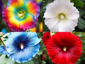 50 Seeds- Exotic Hollyhock Mix Flower Seeds For Gardening – White, Red, Blue, Rainbow – HYBRID SEEDS