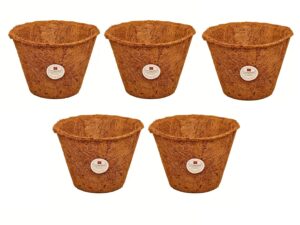 cocogarden Natural Coco Coir Pots Planters for Plants (6 inch, Pack of 5)
