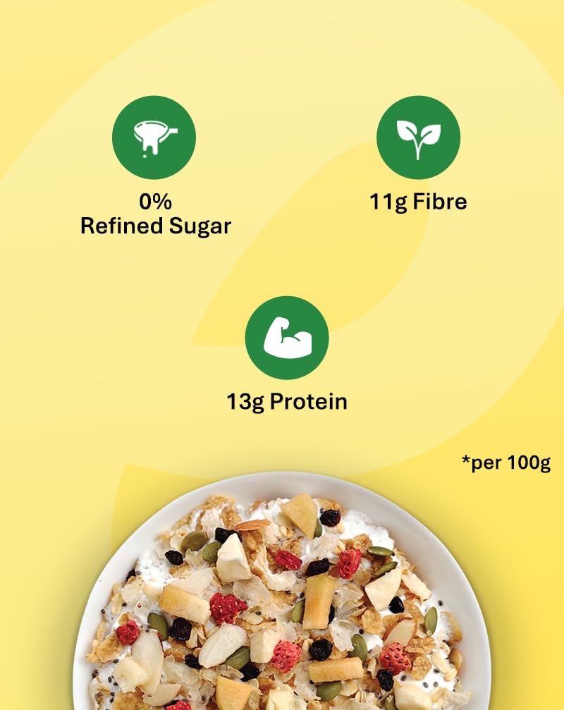 True Elements Muesli Fruits, Nuts & Seeds 400gm - Breakfast Cereal | 100% Wholegrain | Muesli with Freeze Dried Fruits - Image 6