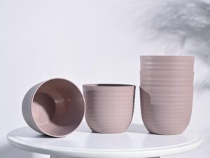 UGAOO Verona Round Plastic Planter for Home & Balcony Garden (12 CM)- Mocca -Set of 5