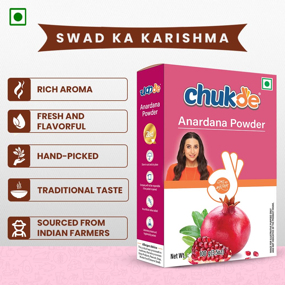 Chukde - Anardana - Pomegranate Seeds Powder - Tangy & Flavorful Spice - Enhance Your Curries, Dals & Snacks - Ideal for Indian Cooking, Chutneys & Marinades - 100 Gm - Image 6