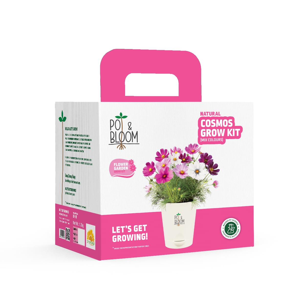 Cosmos Gardening Kit | Complete Home Gardening Set with Cosmos Seeds, Pot, Potting Mix (Soil & Fertilizer), and Plant Growth(nutrition) and Protection Spray | Ideal Return Gift