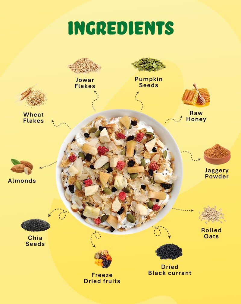 True Elements Muesli Fruits, Nuts & Seeds 400gm - Breakfast Cereal | 100% Wholegrain | Muesli with Freeze Dried Fruits - Image 7